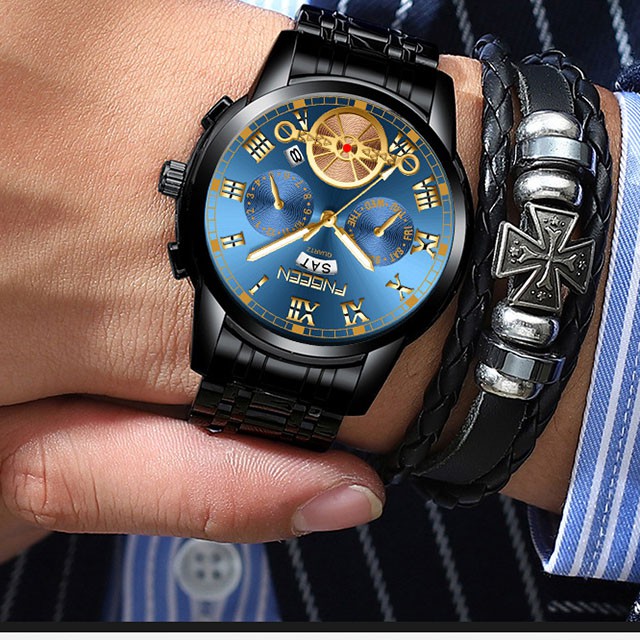 Đồng hồ nam chính hãng FNGEEN, Đồng hồ nam chính hãng đẹp  dây thép cao cấp không gỉ 4001 - Aka Mart | BigBuy360 - bigbuy360.vn