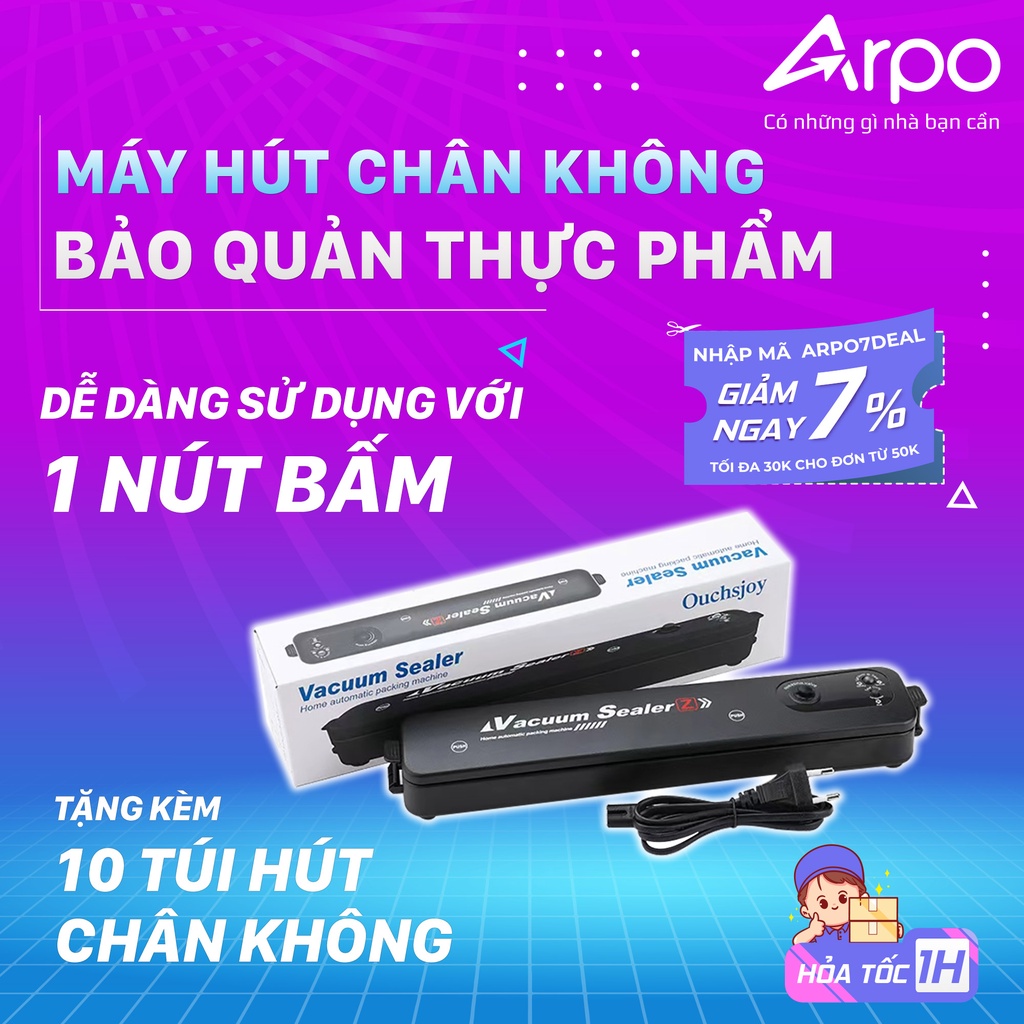 Máy Hút Chân Không Thực Phẩm Vacuum Sealer Tự Hàn Miệng, Giúp Bảo Quản Đồ Ăn - Tặng Kèm Túi Hút Cao Cấp Dễ Sử Dụng