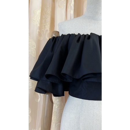 Áo croptop trễ vai bẹt vai bánh bèo hàn quốc có thun ngực Laphin LOẠI 1 VA01