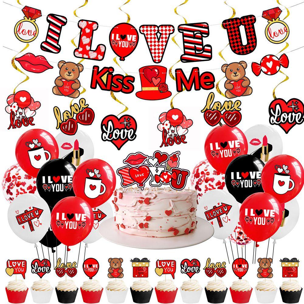 .Bộ Bong Bóng In Chữ Happy Valentine Dùng Trang Trí Bánh Kem