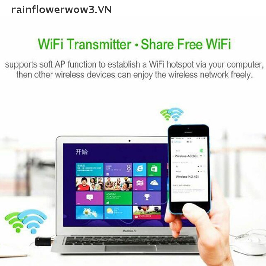 Usb WiFi AC Lan 802.11 Băng Tần Kép 2.4G / 5G 150Mbps Không Dây