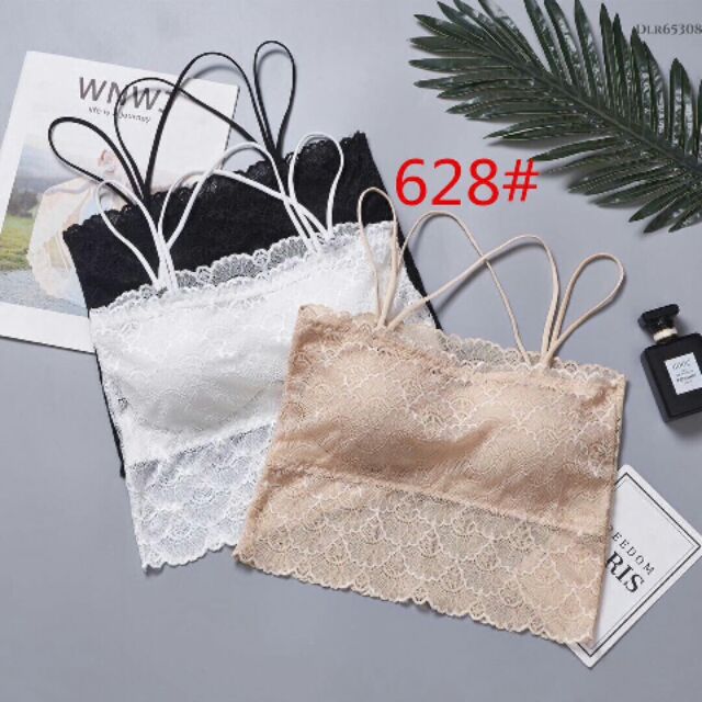 (628) áo bra croptop ren đuôi công cao cấp