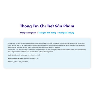 Sữa bột Formilac Pedia - 900g
