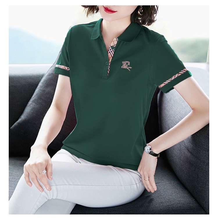 Áo Thun cotton Tay Ngắn Dáng Rộng plus size Thêu Họa Tiết Thời Trang Mùa Hè Cho Nữ Trung Niên