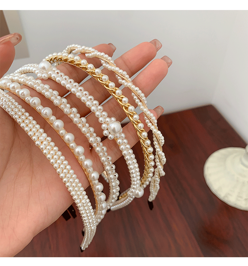 Băng Đô Cài Tóc Đính Ngọc Trai Xinh Xắn Cho Nữ