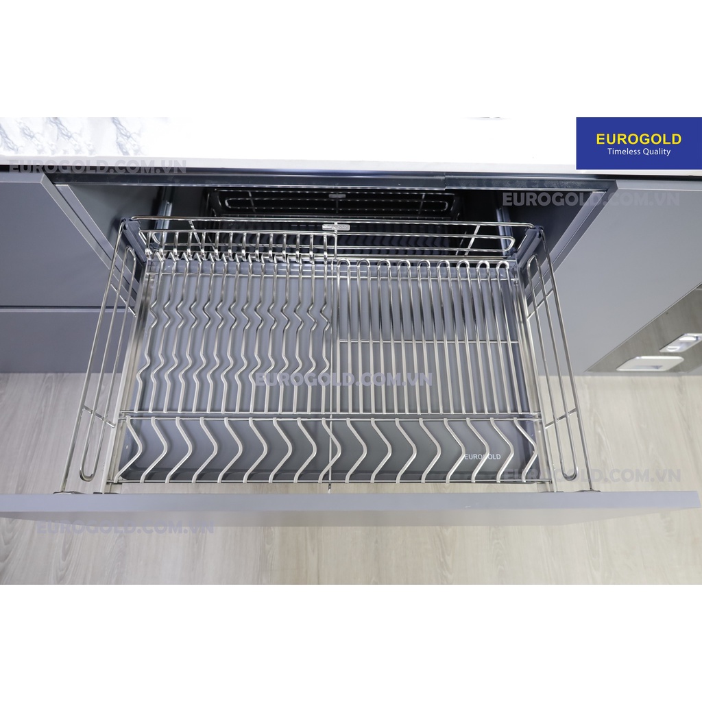 Kệ úp bát đĩa ngăn kéo nan oval Eurogold, Giá để bát đĩa xoong nồi tủ dưới, Phụ kiện tủ bếp Myhouse