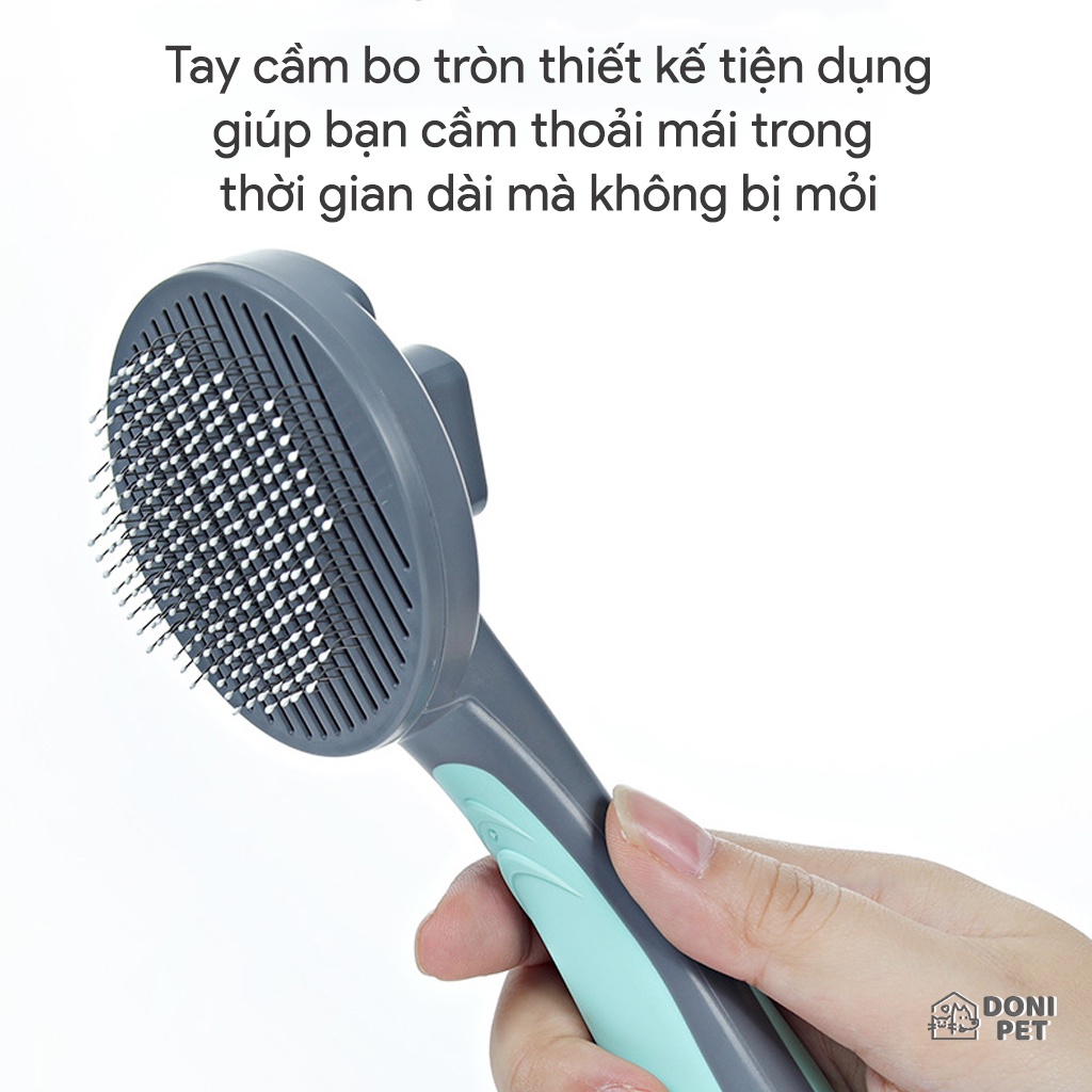 Lược chải lông mèo - Bàn chải lông mèo chó có nút bấm chính hãng CLEAN