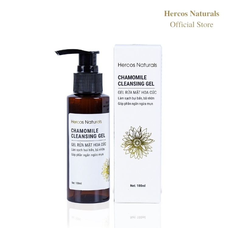Gel Rửa Mặt Hoa Cúc Hercos Naturals làm sạch, ngăn ngừa mụn Chamomile Cleansing Gel 100ml | BigBuy360 - bigbuy360.vn