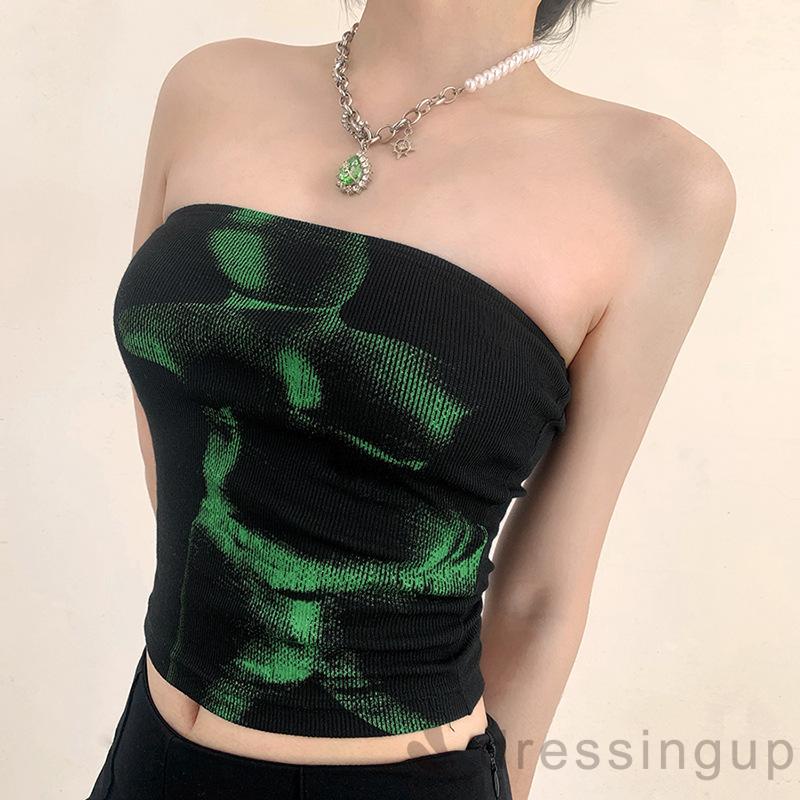 Áo Tank Top Không Dây Nhuộm Màu Độc Đáo Thời Trang Cho Nữ