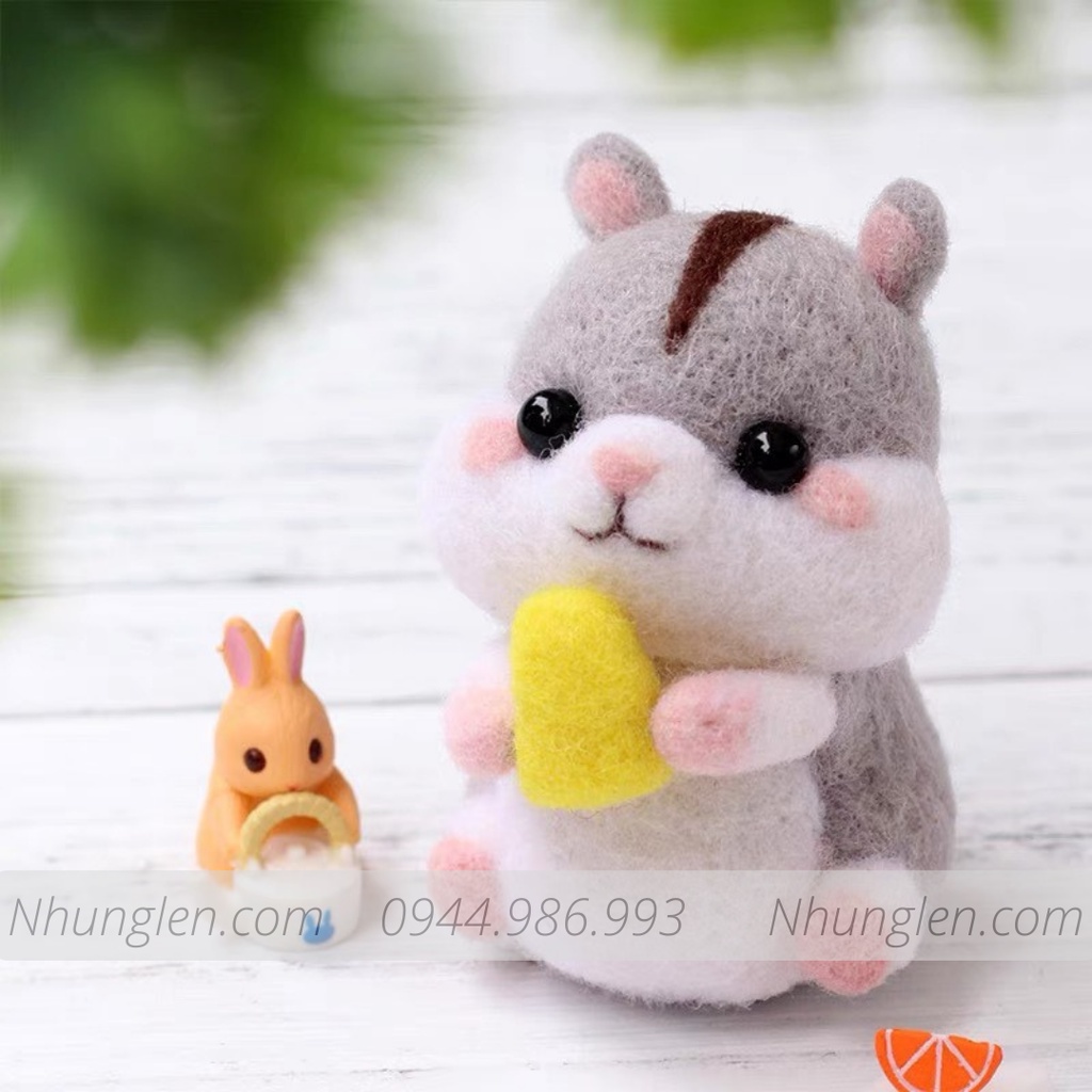 [Có hướng dẫn] KIT len chọc có hướng dẫn Hamster Hạt Dẻ - Quà Tặng, Trang trí cực đẹp - Needle Felt