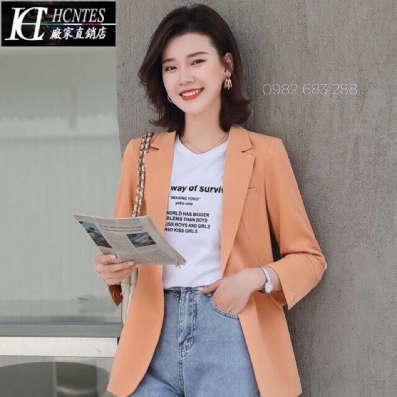 Áo khoác nữ blazer tay lỡ đính khuy vải cao cấp