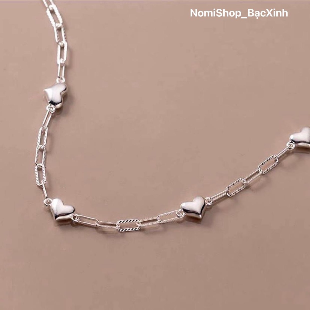 Lắc tay tim mix sợi xích bạc ta mẫu mới độc đáo cá tính Mainomi Shop Bạc Xinh