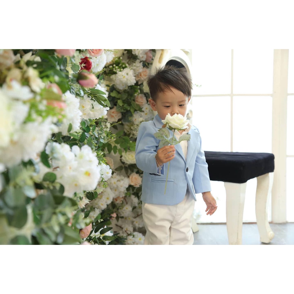 Set Vest Xanh Dương Cho Công Tử Nhí