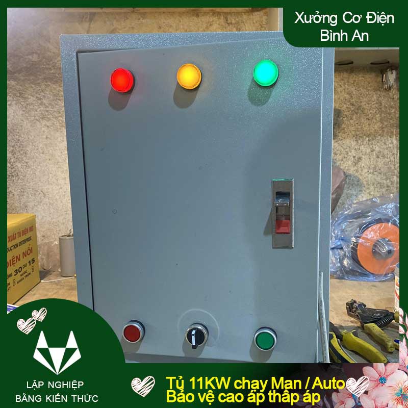 Tủ điều khiển 11kw chạy tự động, chống quá tải, mất pha, trong phòng cháy và công nghiệp XJ3D