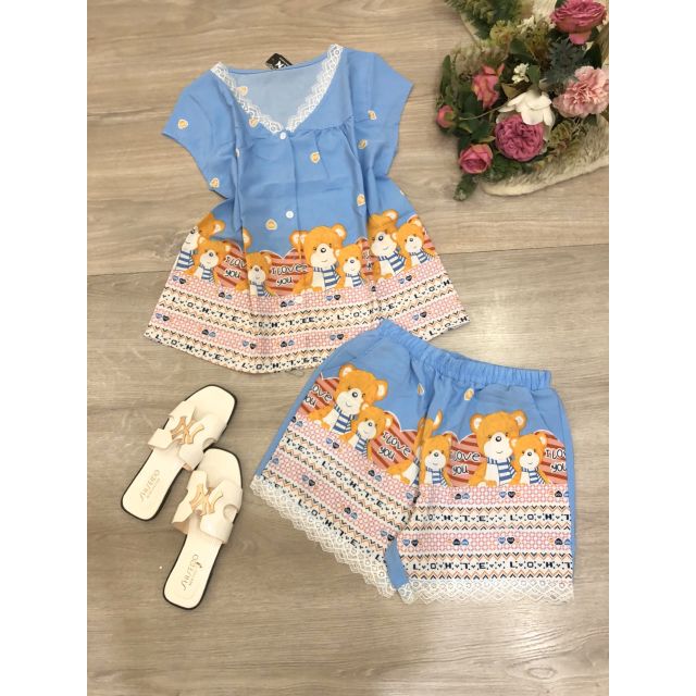 Đồ bộ vải lụa,quần đùi,free size 45-62kg. | BigBuy360 - bigbuy360.vn