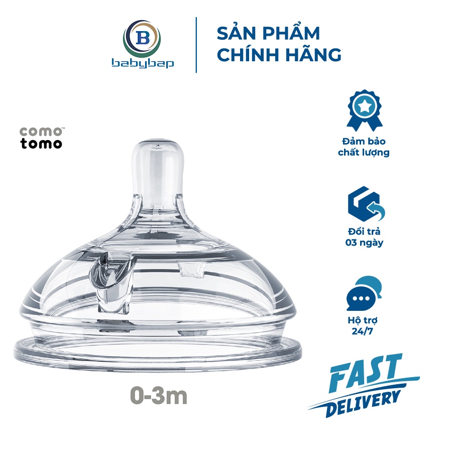 Núm ti Comotomo Thay Thế Mềm Mại Tạo Cảm Giác Bú Tự Nhiên (Hộp 2 Cái)