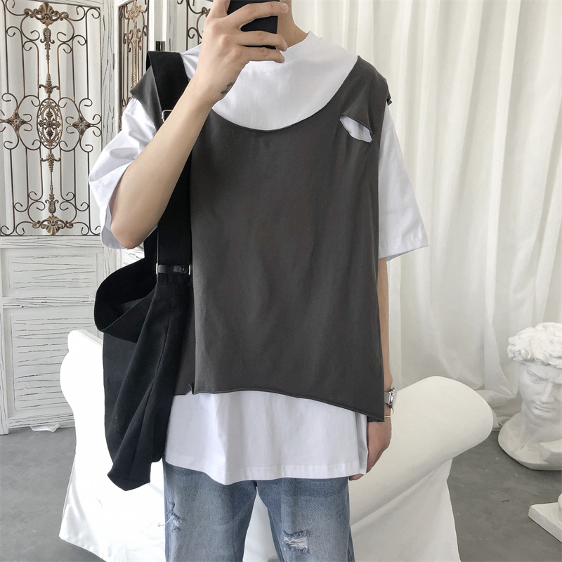 Áo Thun Tay Ngắn Kiểu Rách Cá Tính Cho Nam Size M-2xl