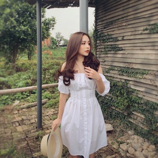 Đầm bẹt vai li eo