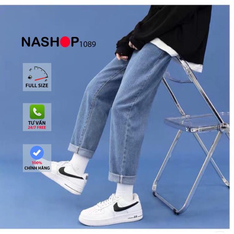 Quần jean bò baggy nam nữ ống suông rộng Unisex hàng Quảng Châu phong cách Hàn Quốc sành điệu style năm 2021 nashop 1089