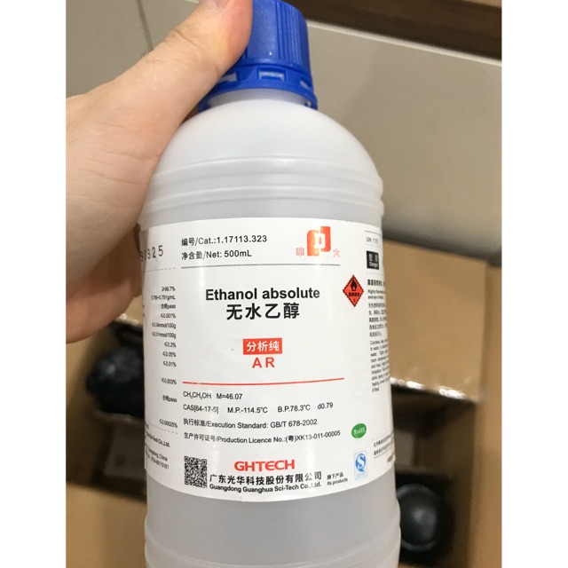 Ethanol 99.7% C2H5OH cồn tinh khiết chai 500ml