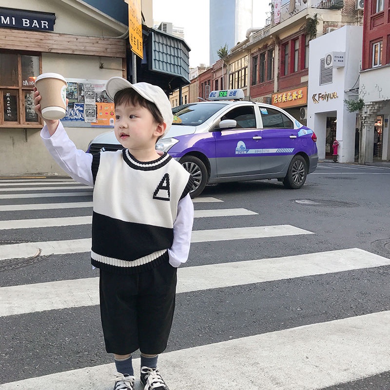 Áo Vest Bé Trai Cổ Thuyền Dệt Kim Màu Khối Mới
