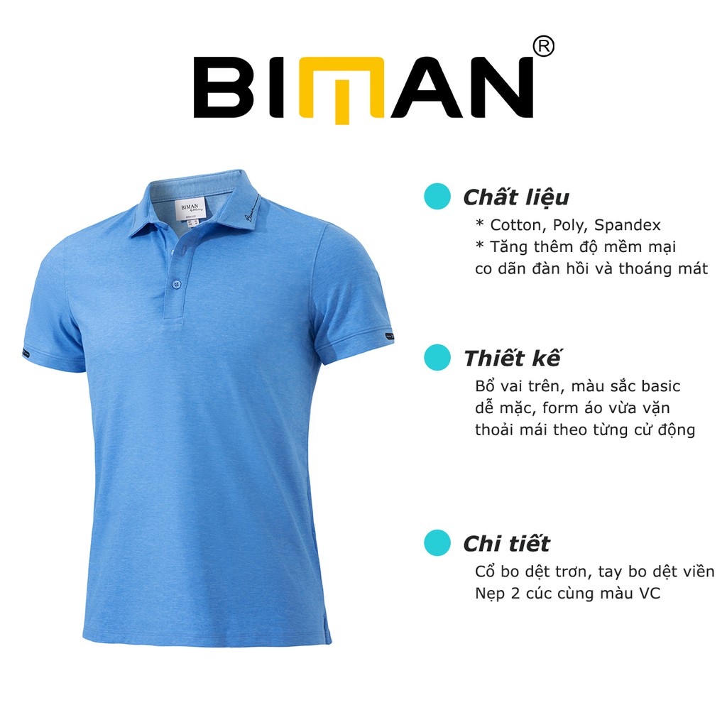 Áo polo nam cổ bẻ Biman by Biluxury cao cấp bodyfit lịch lãm trẻ trung co giãn 4 chiều 5APCT002XDU | BigBuy360 - bigbuy360.vn