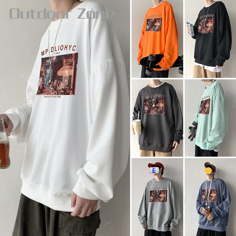 Áo Sweater Tay Dài Cổ Tròn Dáng Rộng Phong Cách Hàn Quốc Thời Trang Mới Cho Nam
