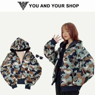 Áo khoác dây kéo form rộng freesize hình CAMO