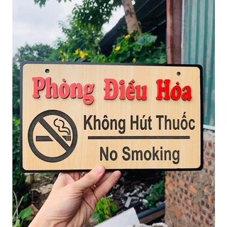 Bảng gỗ decor - phòng điều hoà - cấm hút thuốc