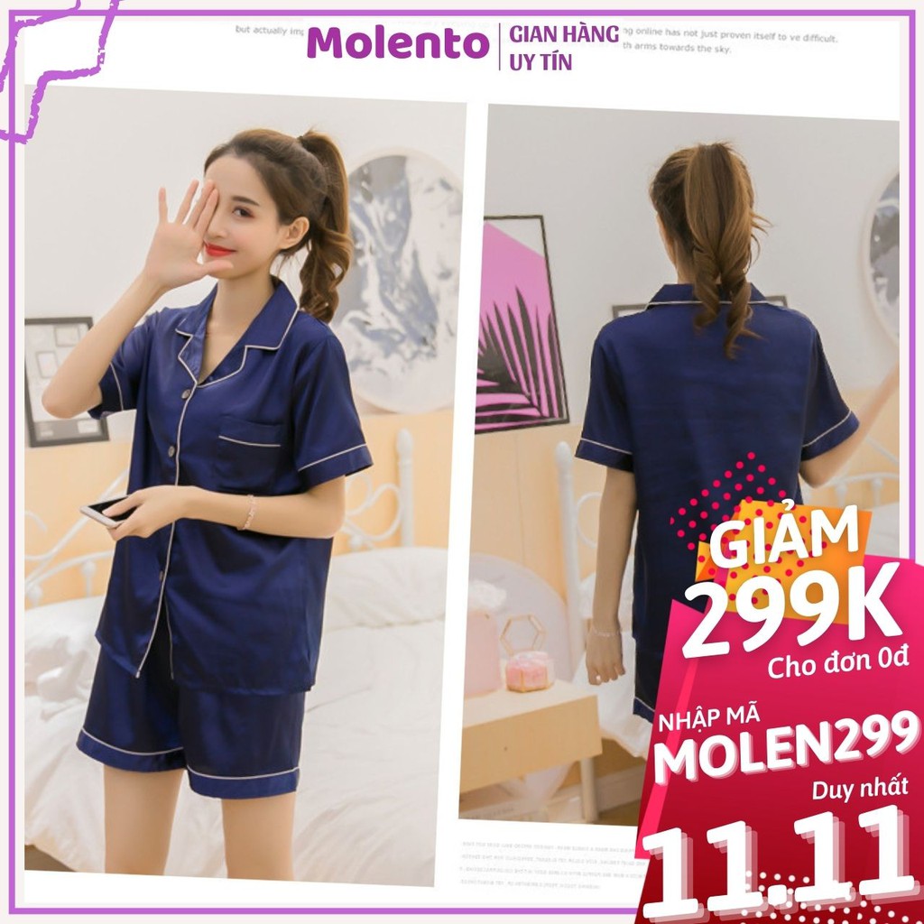 Đồ bộ pijama lụa cao cấp tay ngắn, bộ mặc nhà nữ thu đông cộc tay mềm mịn thoáng mát Molento - M45 | BigBuy360 - bigbuy360.vn