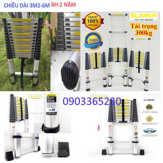 Thang nhôm rút ✅Sumika✅  3.2M, 3.8M, 4.4M, 4.8M, 5.1M, 5.6M, 6.0M mẫu 2020, tải trọng