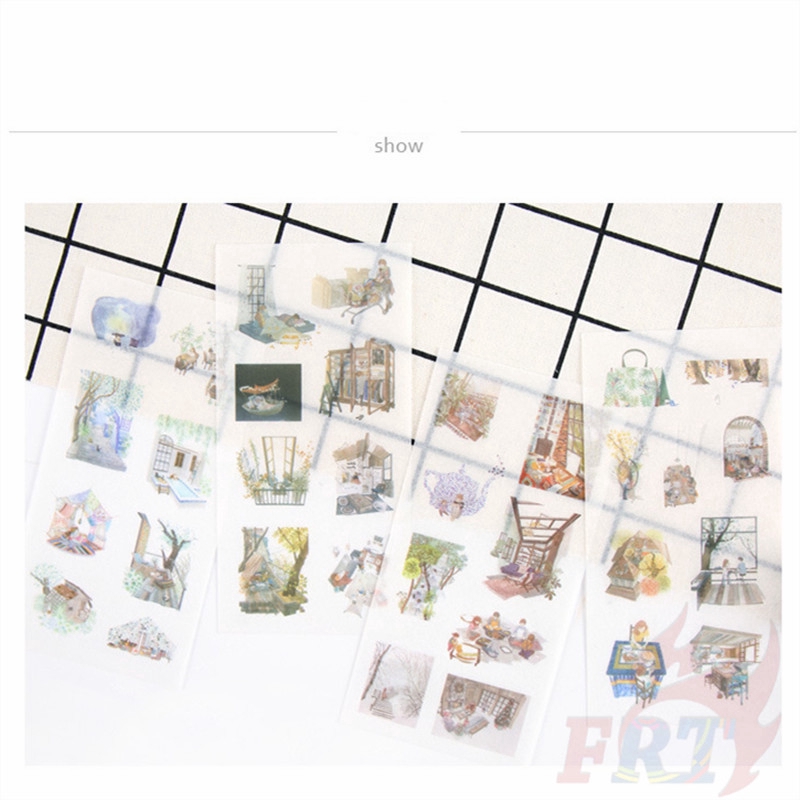 &gt; Ready Stock &lt; ❉ Family Time Giấy và decal dán tường ❉6Sheet/Set DIY Diary Scrapbooking Decals Stickers