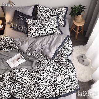 Bộ vỏ chăn ga gối cotton living da beo