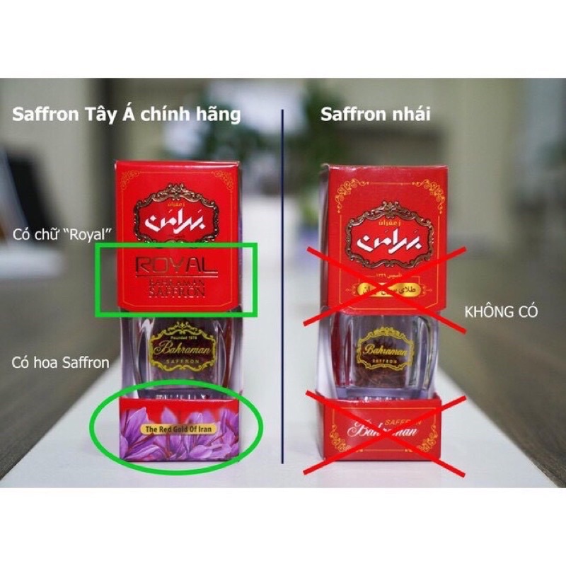 Nhụy Hoa Nghệ Tây Saffron Tây Á, Chính Hãng Bahraman, Nhập Khẩu Chính Ngạch Royal Iran, Sợi To,Dài Đỏ Đẹp