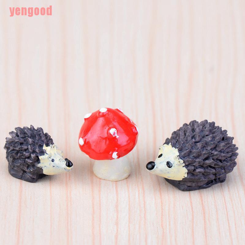 Bộ 3 Tượng Nhím Mini Bằng Nhựa Dùng Trang Trí