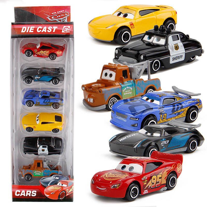 Set 6 Mô Hình Xe Đua Phong Cách Hoạt Hình Disney Lưng