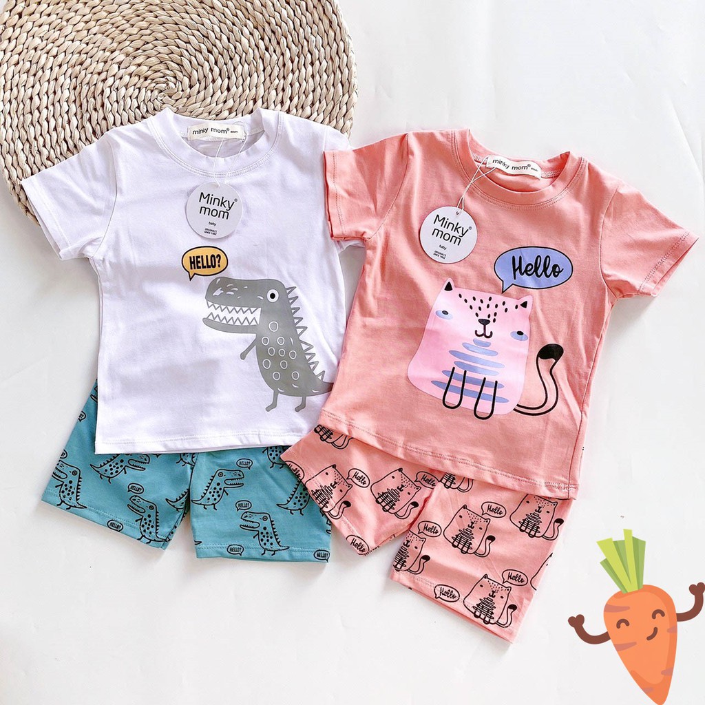 [SALE] Bộ Cộc Tay Minky Mom Cho Bé Họa Tiết Động Vật Dễ Thương Chất liệu Cotton 100%, Bộ Hè Trẻ Em Ngắn Tay MKM2105