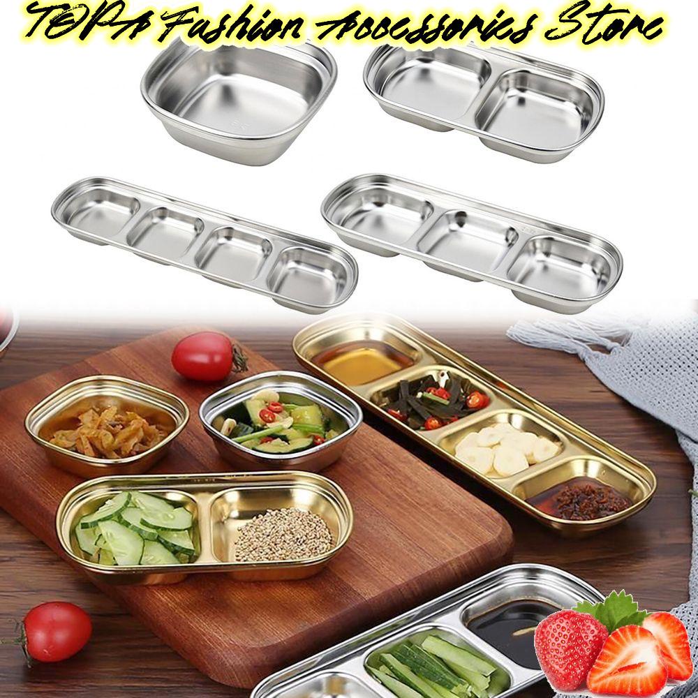 Topabc1 Đĩa Nhỏ Hình Chữ Nhật Bằng Thép Không Gỉ Đựng Nước Chấm