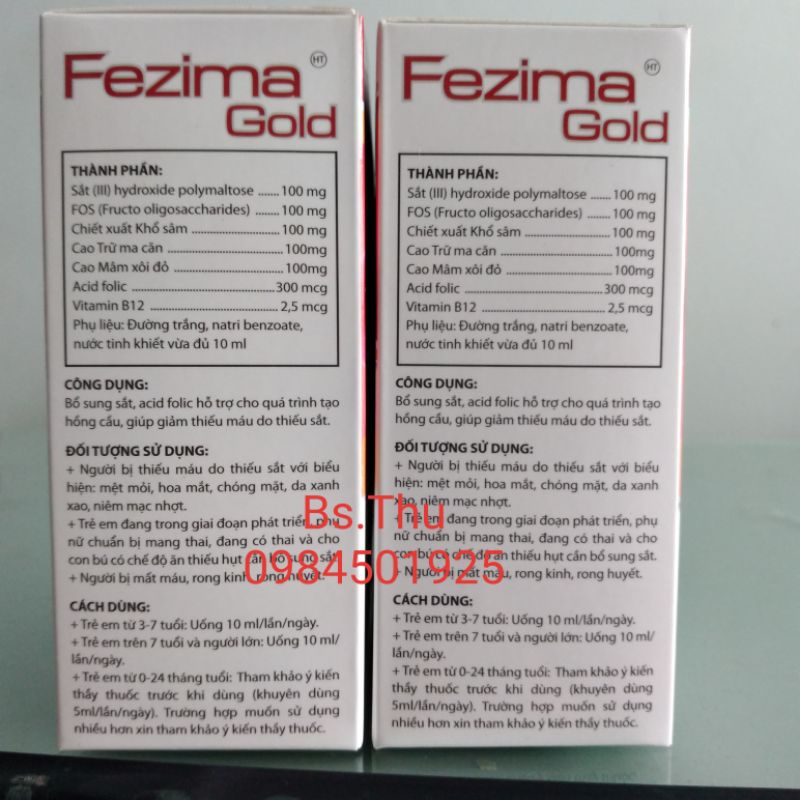 FEZIMA GOLD hộp 20 ống bổ sung sắt, bổ máu, vị ngô thơm không tanh không táo