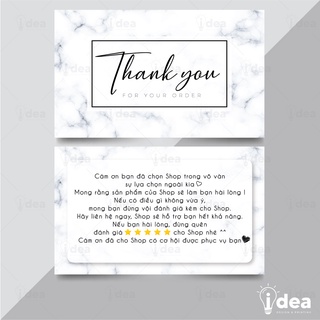 Card Cám Ơn, Thiệp Cảm Ơn, Card Thank You cho Shop Bán Hàng - Size 9 x 5.4cm - In Vân Đá Marble Sang Trọng 08