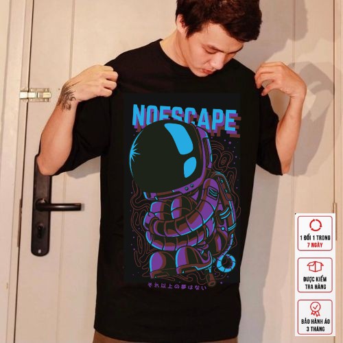 Áo thun tay lỡ phông Unisex from rộng nam nữ KAKISHOP , áo màu đen ulzzang in hình phi hành gia NOESCAPE | BigBuy360 - bigbuy360.vn