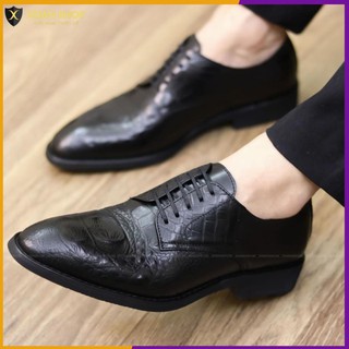 {ĐẾ KHÂU CỰC BỀN} Giày tây nam da nam công sở buộc dây/ Đế khâu chắc chắn / Mã G021 Màu đen - Hàng Việt Nam