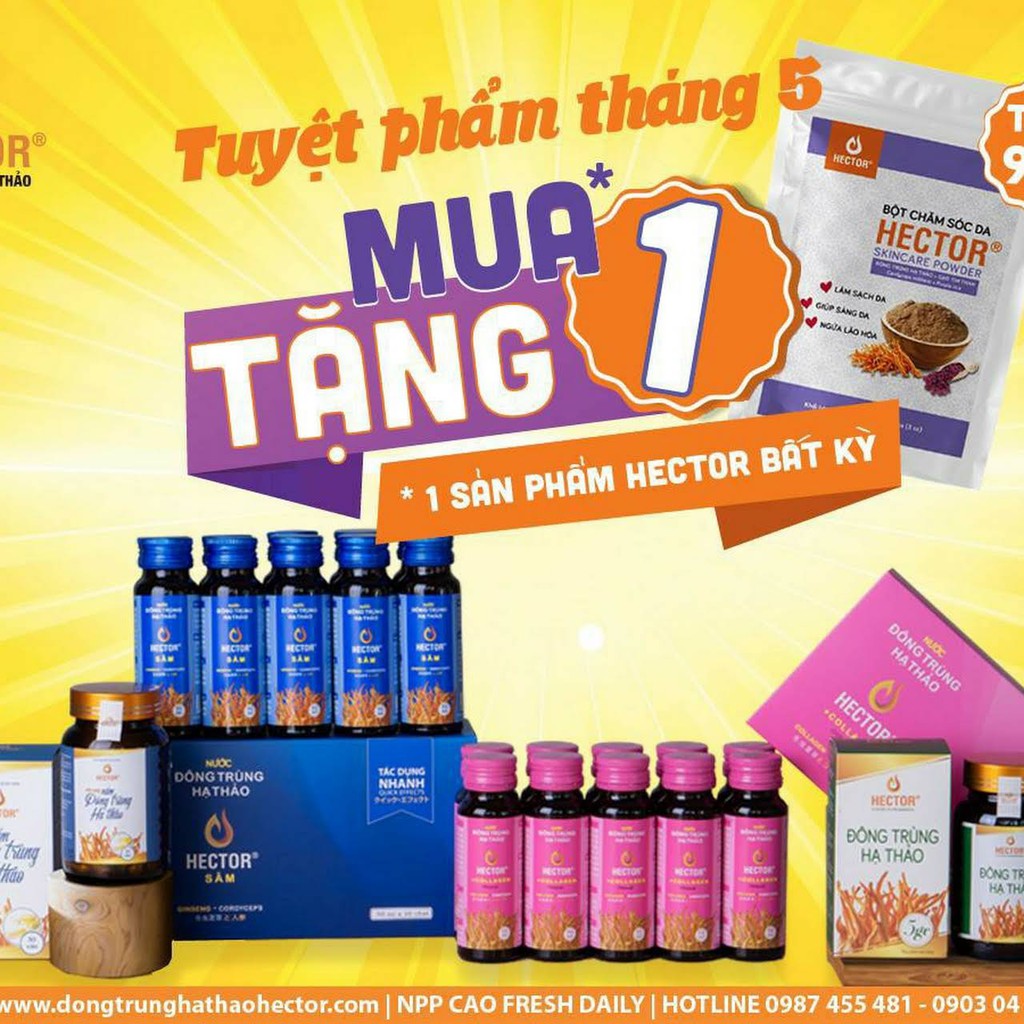 Combo 2 Nước Uống Đông Trùng Hạ Thảo Hector Sâm và Collagen 20 Chai Hỗ Trợ Sinh Lý Nam Nữ | Thế Giới Skin Care
