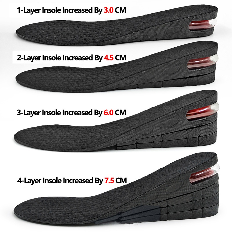 1 Cặp Miếng Lót Giày Từ PVC Trong Suốt Tăng Chiều Cao Thoáng Khí Chống Sốc Cho Nam Và Nữ