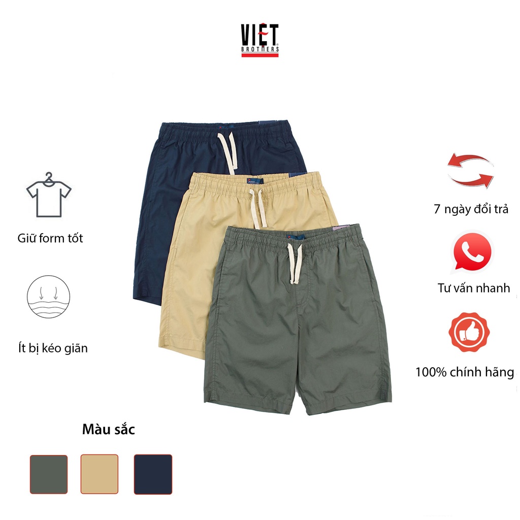 Quần short nam, quần short đũi dáng đùi, vải đũi cao cấp VIỆTBROTHERS - 211NT08
