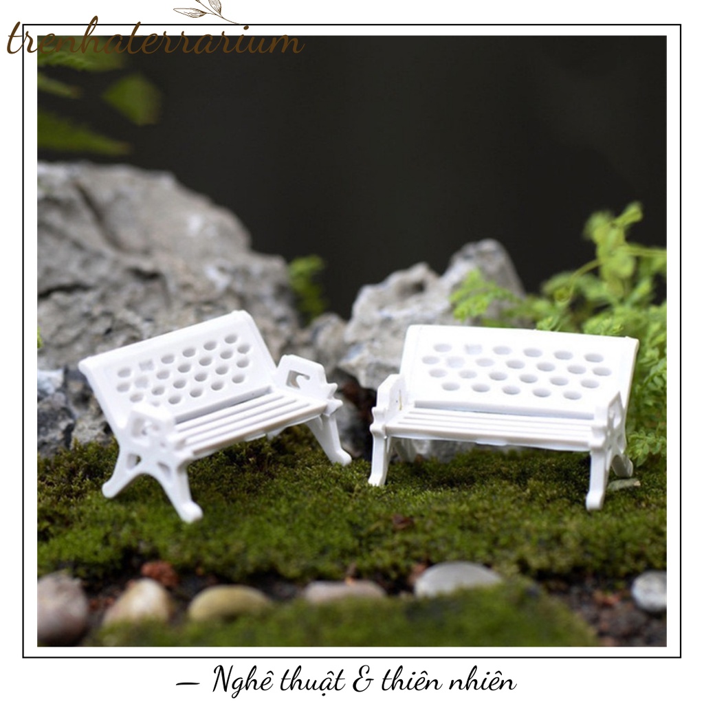 Băng ghế trắng công viên trang trí vi cảnh, mô hình, terrarium