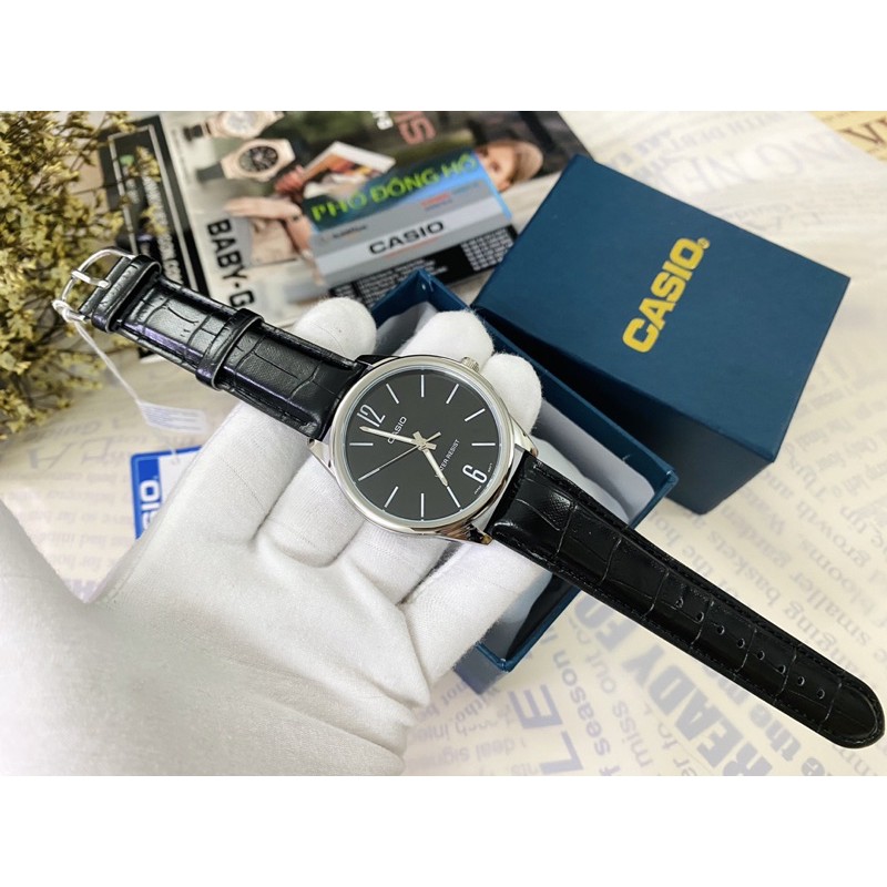 Đồng hồ nam dây da Casio chính hãng Anh Khuê MTP-V005L-1BUDF
