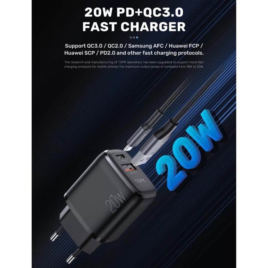 Củ Sạc Nhanh 2 cổng chuẩn PD 3.0 và QC 3.0