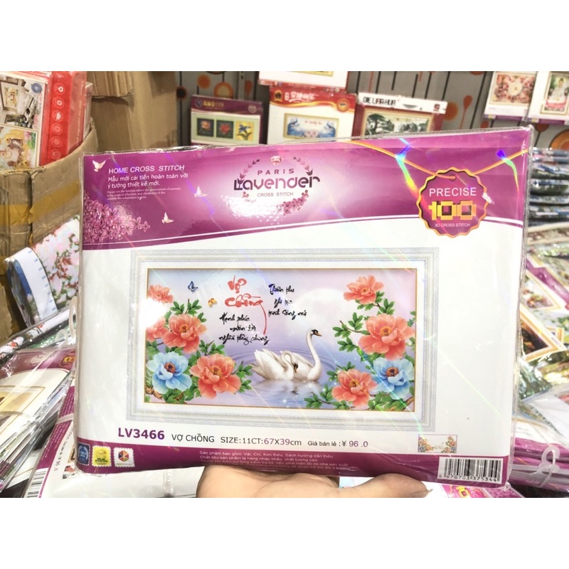 Tranh Đính Đá-Tranh Thêu Vợ Chồng Thiên Nga Lv473,Lv3466