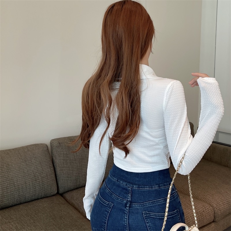 Áo Sơ Mi Lửng Tay Dài Cổ Bẻ Phối Nơ Thời Trang Mùa Thu Quyến Rũ Dành Cho Nữ